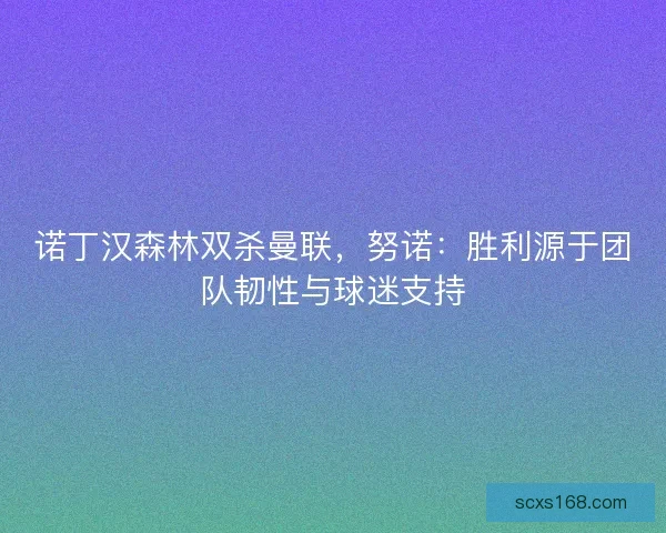 诺丁汉森林双杀曼联，努诺：胜利源于团队韧性与球迷支持