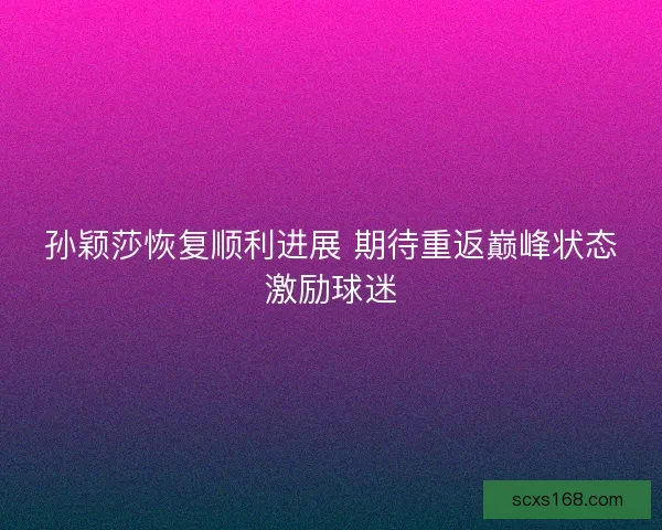 孙颖莎恢复顺利进展 期待重返巅峰状态激励球迷 孙颖莎恢复顺利进展 期待重返巅峰状态激励球迷