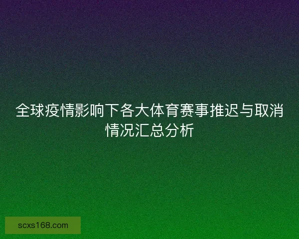 全球疫情影响下各大体育赛事推迟与取消情况汇总分析