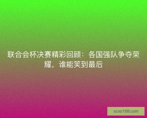 联合会杯决赛精彩回顾：各国强队争夺荣耀，谁能笑到最后