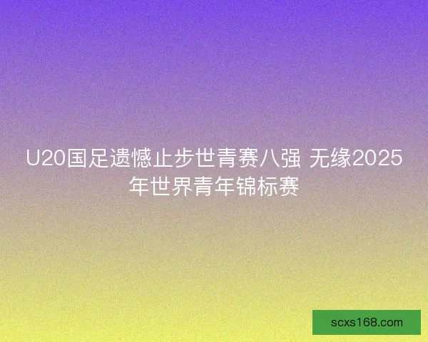 U20国足遗憾止步世青赛八强 无缘2025年世界青年锦标赛 U20国足遗憾止步世青赛八强 无缘2025年世界青年锦标赛